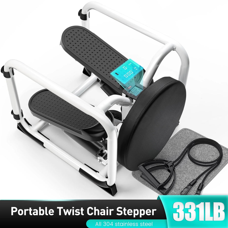 Steppers for Exercise with Twist Stool, Multifunctional Mini Fitness Machine for Full Body Workout, Home Workout Equipment with Resistance Bands & LCD Monitor